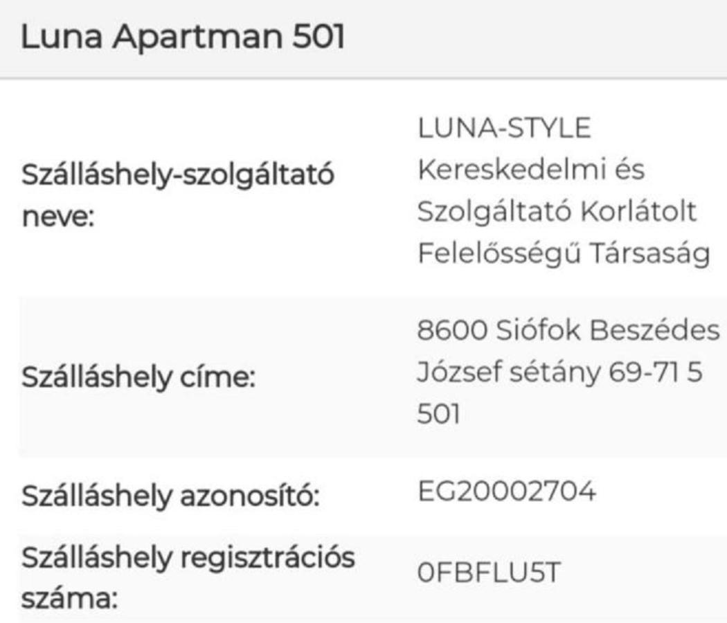 Luna Apartman501 Siófok Eksteriør bilde